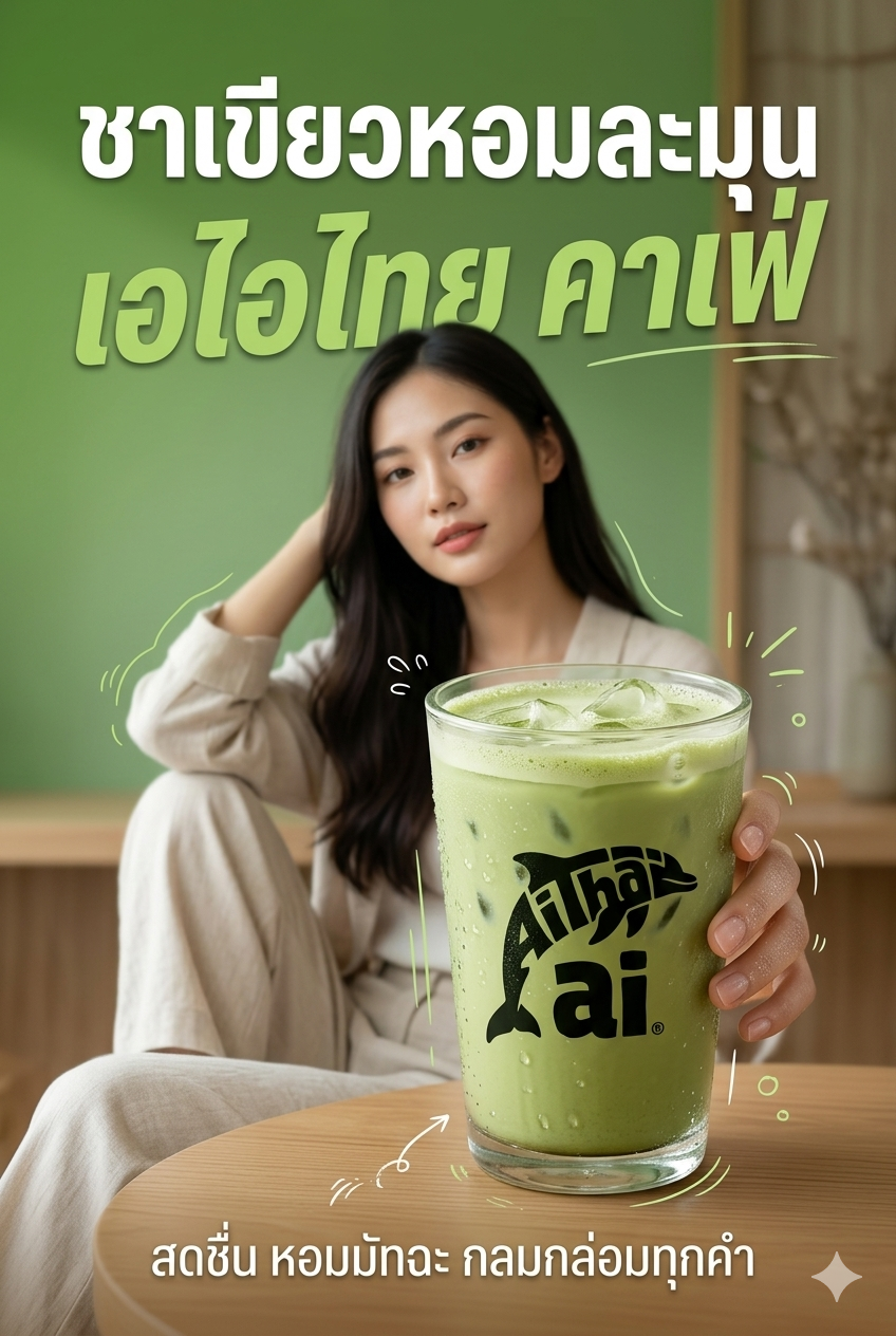 ชาเขียว หอมละมุน เอไอไทย คาเฟ่