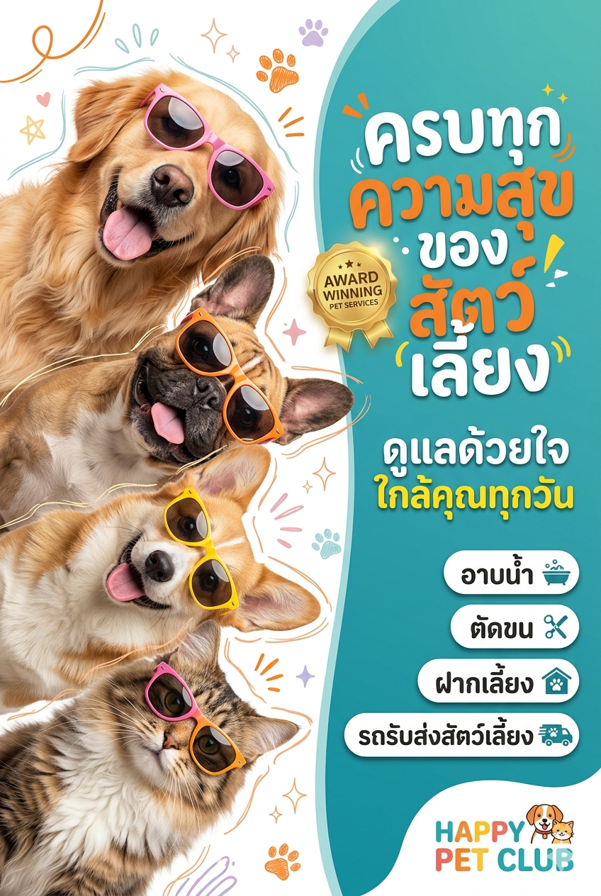 อาบน้ำ ตัดขน ฝากเลี้ยง รถรับส่งสัตว์เลี้ยง