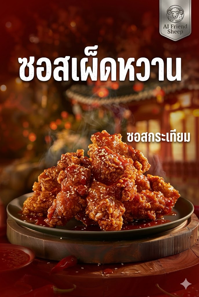 ไก่ทอดเกาหลี โรยงา ฉ่ำซอส