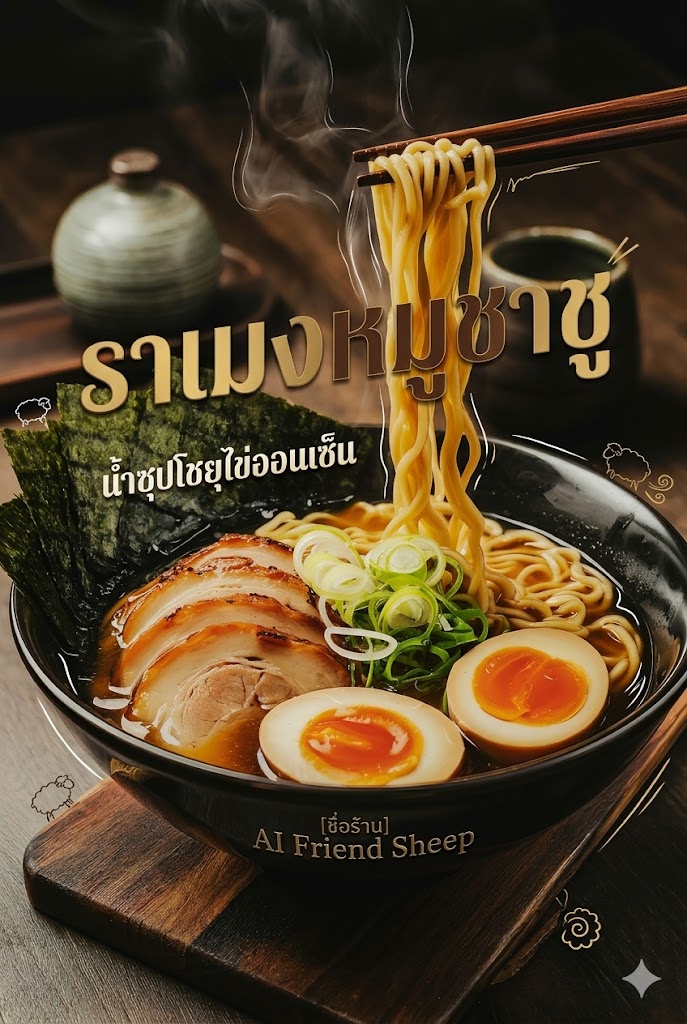 ราเมงหมูชาชูน้ำซุปโชยุไข่ออนเซ็น