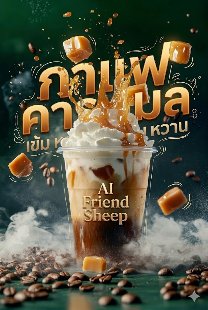 กาแฟคาราเมลเย็นวิปครีม