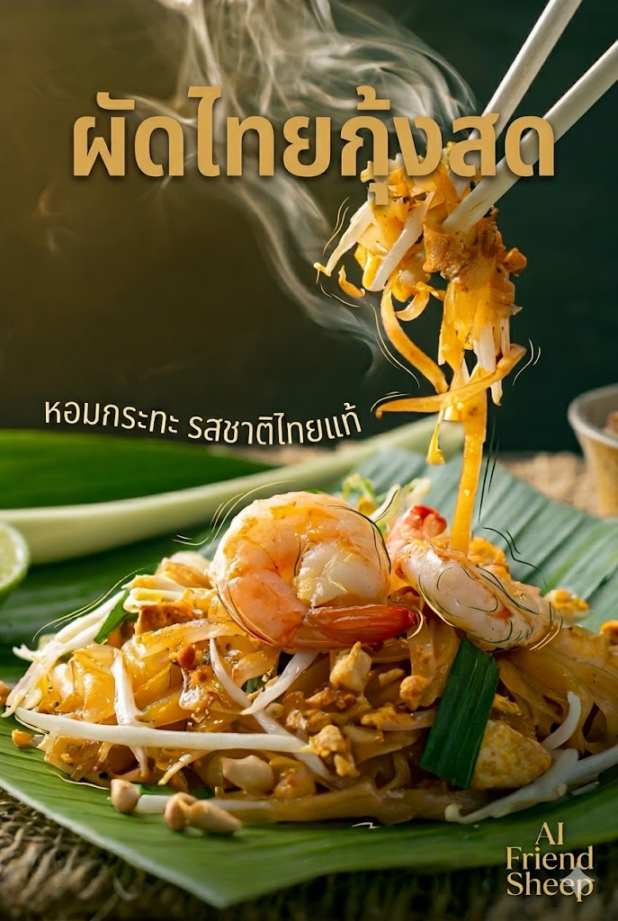 ผัดไทยกุ้งสด